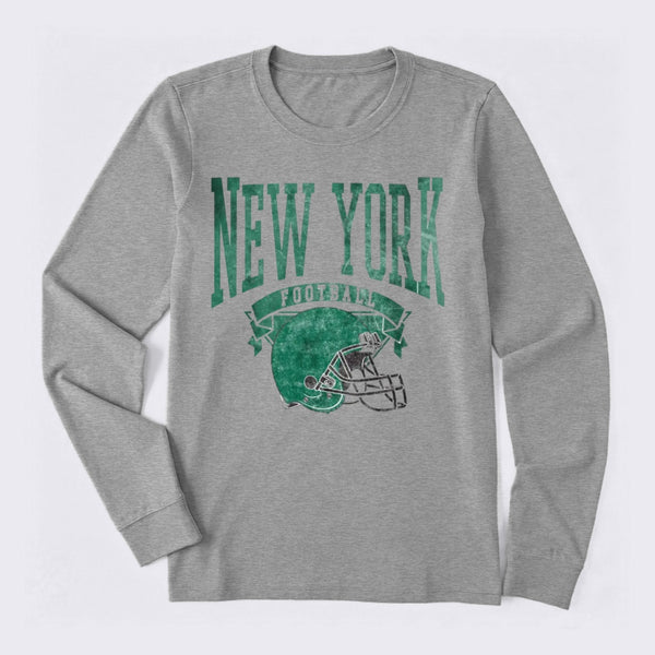 Vintage Football Hometown Team Print Long Sleeve T-Shirt
