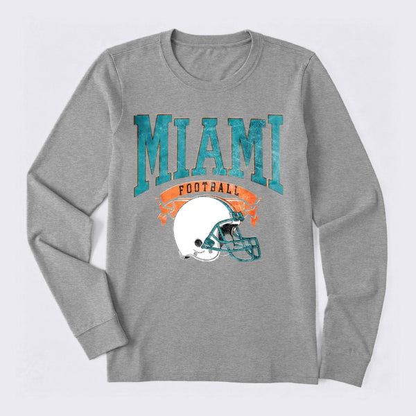 Vintage Football Hometown Team Print Long Sleeve T-Shirt