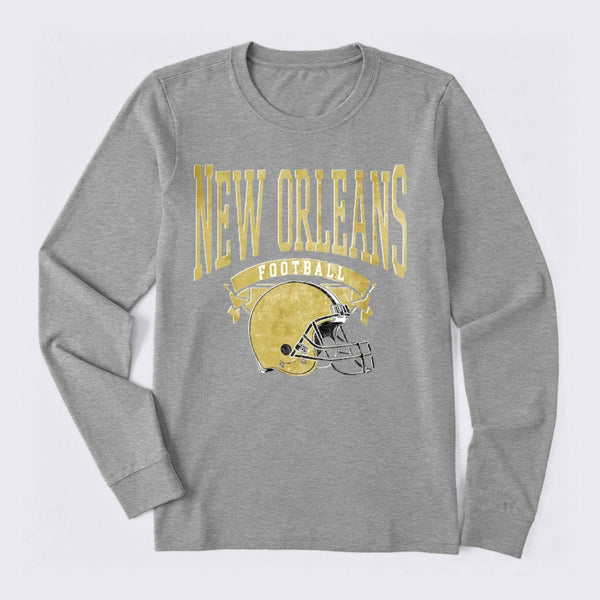 Vintage Football Hometown Team Print Long Sleeve T-Shirt