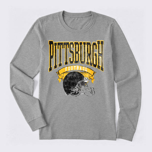 Vintage Football Hometown Team Print Long Sleeve T-Shirt
