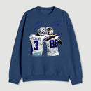Vintage Close-Up Football Athlete Signature Graphic Sweatshirt