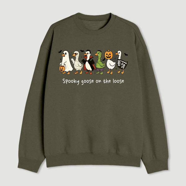 Spooky Goose on the Loose Funny Halloween Sweatshirt