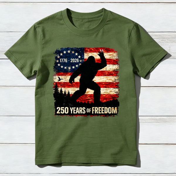 Bigfoot American Flag 1776 2026 250 Years Of Freedom Independence Day T-Shirt