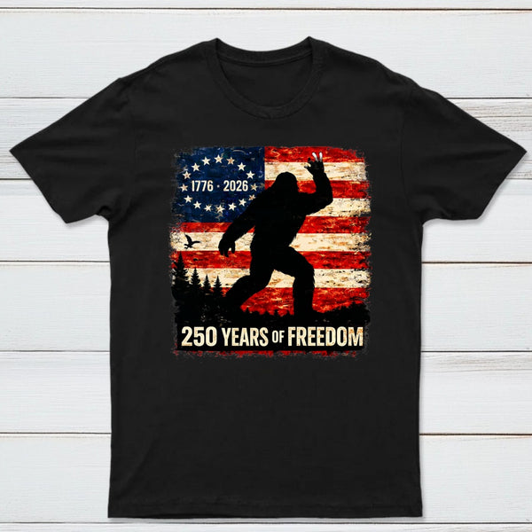 Bigfoot American Flag 1776 2026 250 Years Of Freedom Independence Day T-Shirt