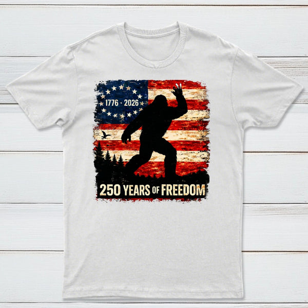 Bigfoot American Flag 1776 2026 250 Years Of Freedom Independence Day T-Shirt
