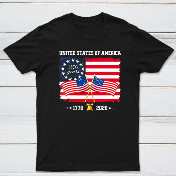 United States Of America 250 Years 1776 2026 Independence Day American Flag T-Shirt