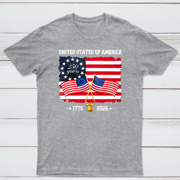 United States Of America 250 Years 1776 2026 Independence Day American Flag T-Shirt