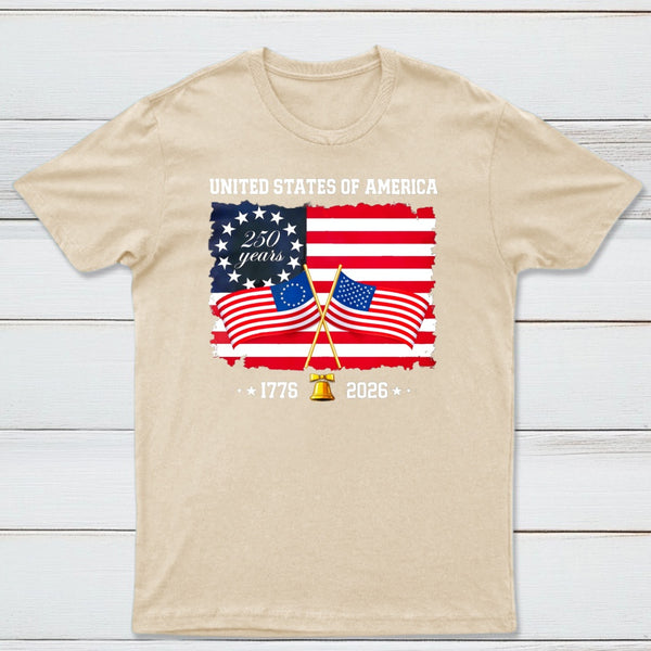 United States Of America 250 Years 1776 2026 Independence Day American Flag T-Shirt