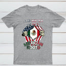 American Born Mexican Roots Flag Tee Proud USA Love Mexico T-Shirt