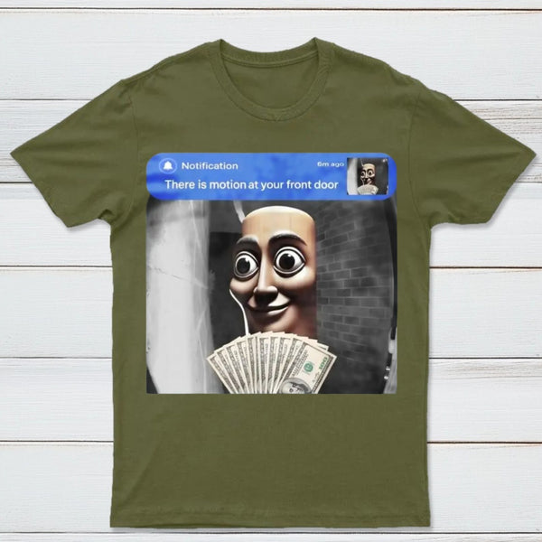 There is movement at your front door Tung Tung Tung Sahur meme cotton T-shirt