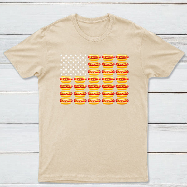 Hot Dog American Flag July 4th Patriotic Summer BBQ Funny T-Shirt