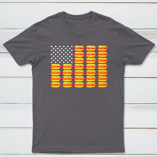 Hot Dog American Flag July 4th Patriotic Summer BBQ Funny T-Shirt