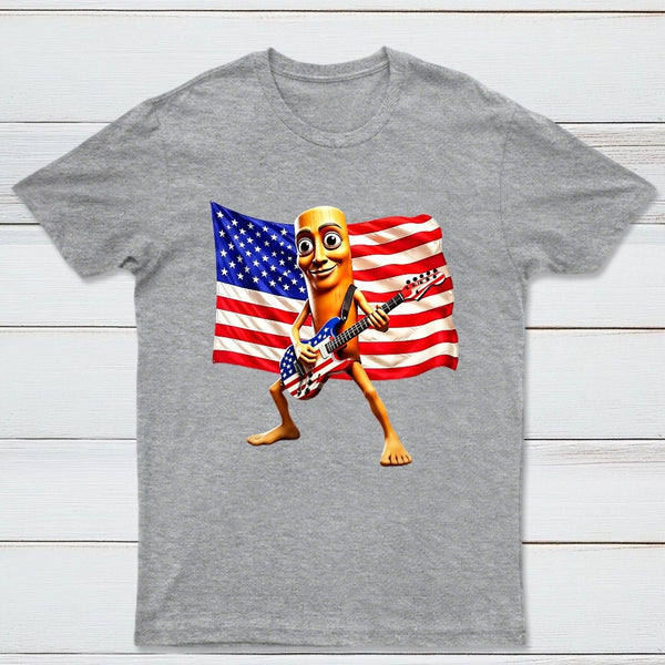 4th of July Shirts American Flag Guitar Tung Tung Tung Sahur T-shirt