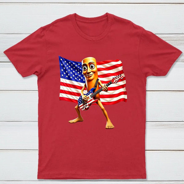 4th of July Shirts American Flag Guitar Tung Tung Tung Sahur T-shirt