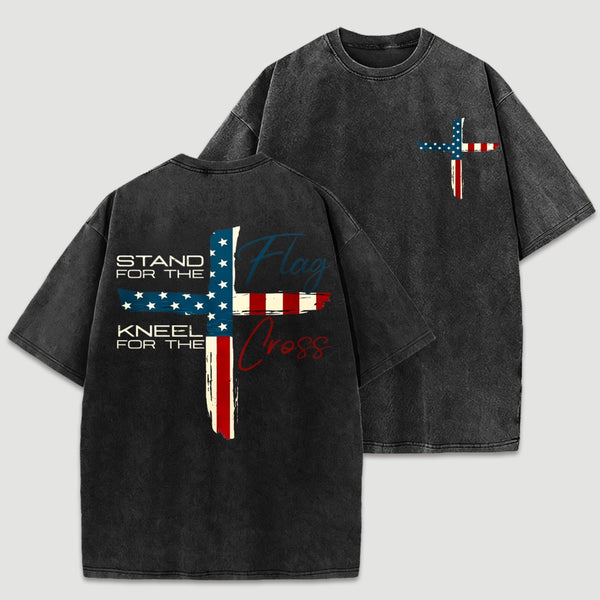 Stand for Flag Kneel for Cross Religious T-Shirt