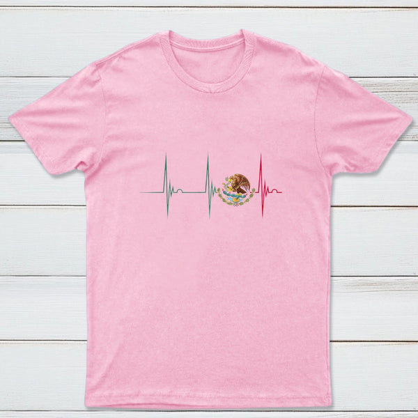 Mexico Heartbeat EKG Pulse Mexican Pride Emblem T-Shirt
