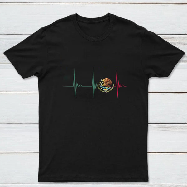 Mexico Heartbeat EKG Pulse Mexican Pride Emblem T-Shirt