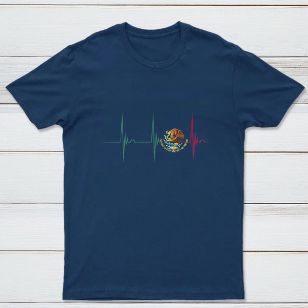 Mexico Heartbeat EKG Pulse Mexican Pride Emblem T-Shirt