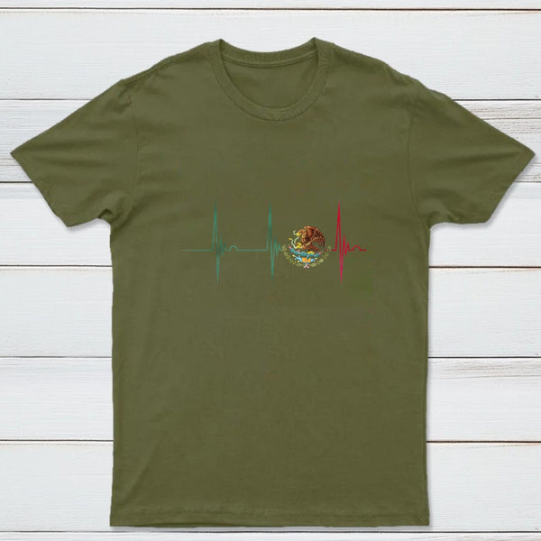 Mexico Heartbeat EKG Pulse Mexican Pride Emblem T-Shirt