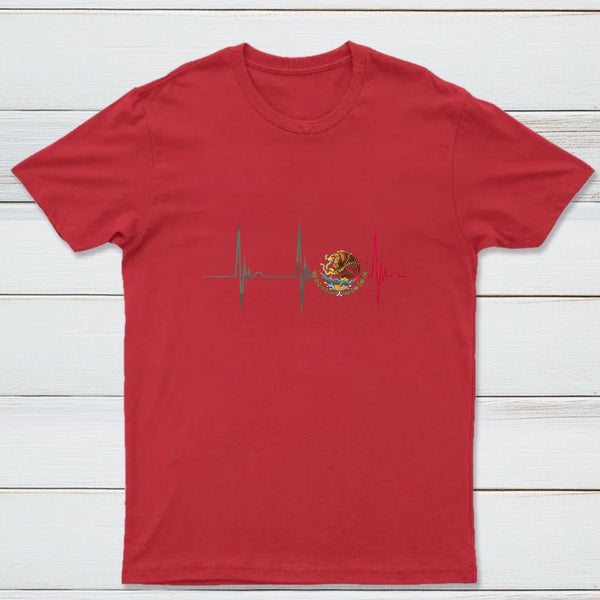 Mexico Heartbeat EKG Pulse Mexican Pride Emblem T-Shirt