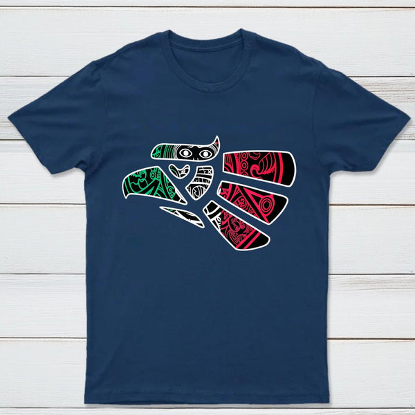 Latino Heritage Green White Red Mexico Eagle Tribal Art Design T-Shirt
