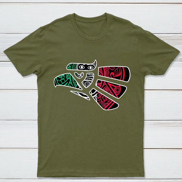 Latino Heritage Green White Red Mexico Eagle Tribal Art Design T-Shirt
