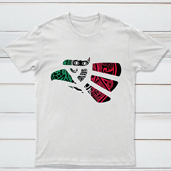 Latino Heritage Green White Red Mexico Eagle Tribal Art Design T-Shirt