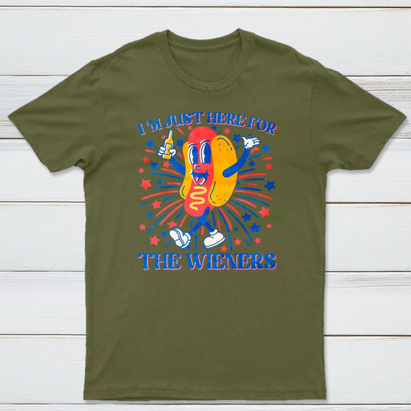 Hot Dog I'm Just Here for The Wieners 4Th of July T-Shirt
