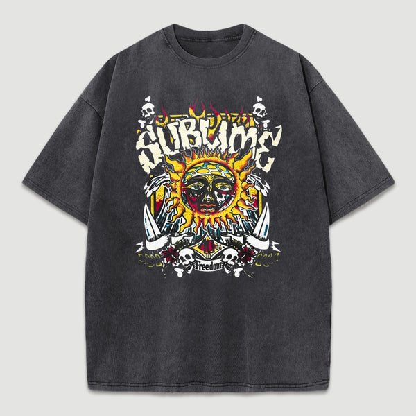 Vintage Sun Pattern Oversized T-Shirt