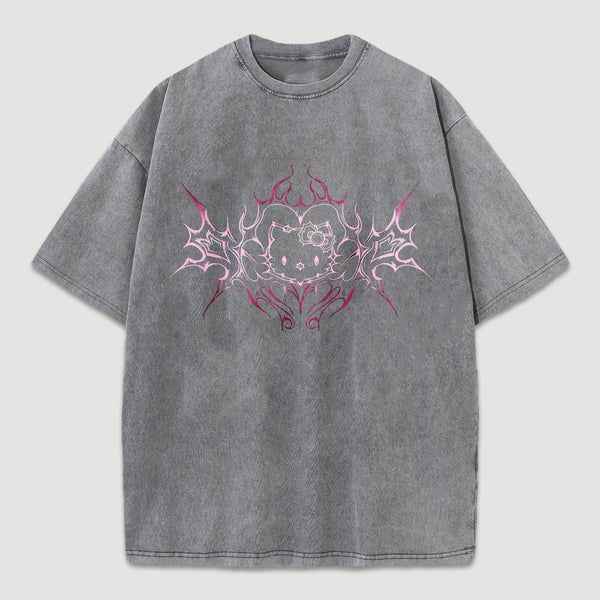 Y2K Pink Tribal Kitty Graphic Cat Vintage T-Shirt