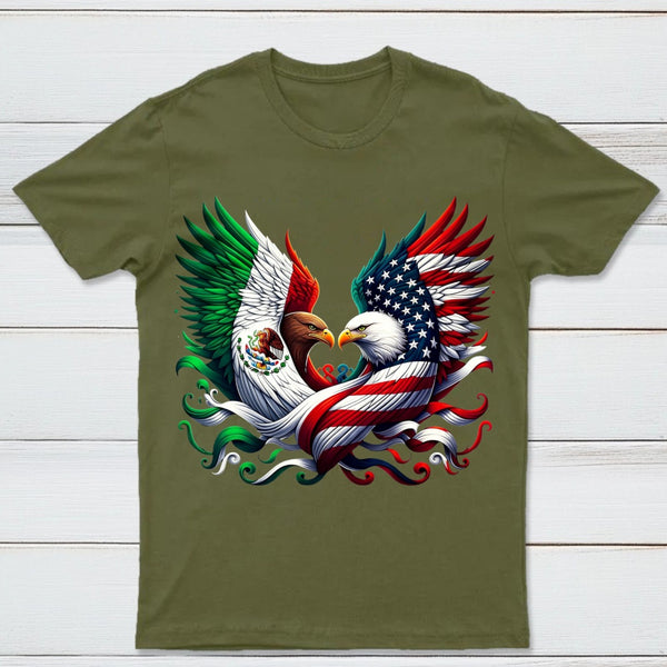 America Mexico Flag Vintage Mexican Roots American T-Shirt
