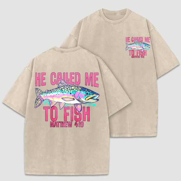 Retro Washed Fish Double Sided Printed T-Shirt