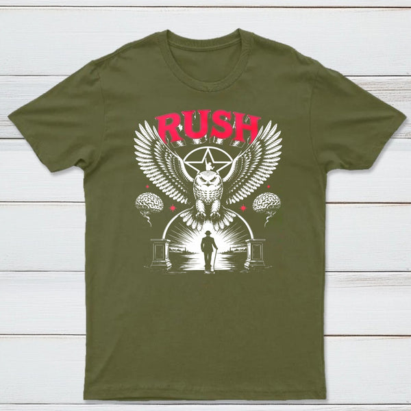 To Honor Rush Band Vintage Rock Owl Wings T-Shirt