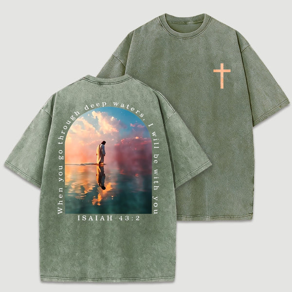 Cross and Isaiah Verse Design Double-Sided Print T-Shirt