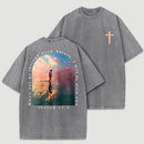 Cross and Isaiah Verse Design Double-Sided Print T-Shirt