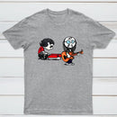 Cartoon Musicians Playing Guitar And Keyboard Graphic T-shirt