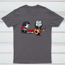 Cartoon Musicians Playing Guitar And Keyboard Graphic T-shirt
