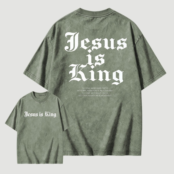 Jesus Is King Retro Washed Cotton T-Shirt