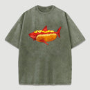 Shark Hotdog Funny Food Meme Washed T-Shirt