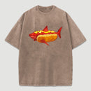 Shark Hotdog Funny Food Meme Washed T-Shirt