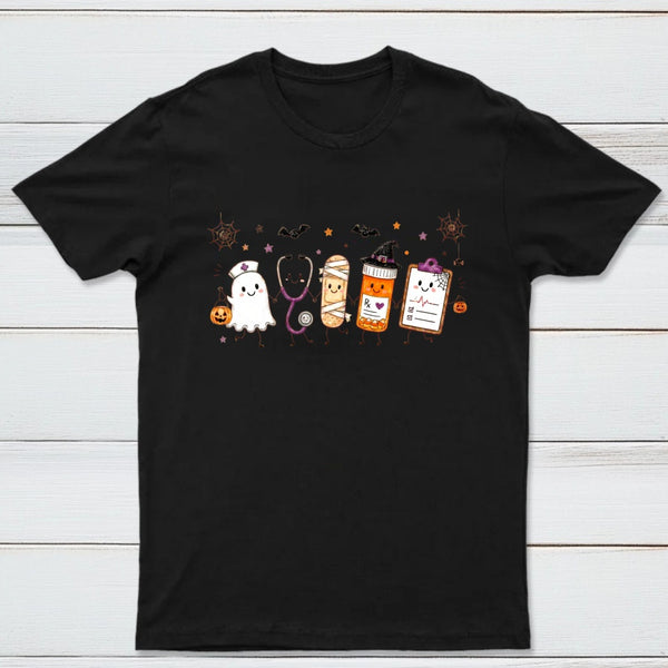Halloween Nurse Doodle Ghost Nurse Life T-Shirt