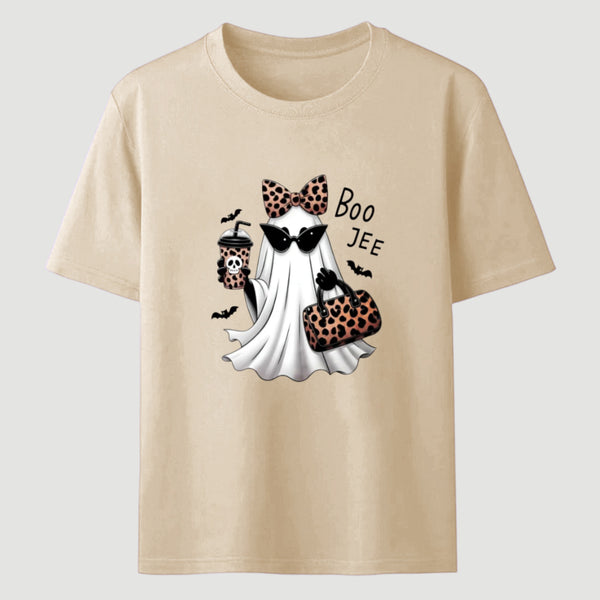 Boo-Jee Leopard Ghost Funny Fall Halloween T-Shirt
