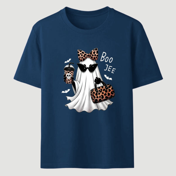 Boo-Jee Leopard Ghost Funny Fall Halloween T-Shirt