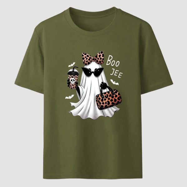 Boo-Jee Leopard Ghost Funny Fall Halloween T-Shirt