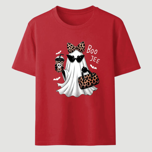 Boo-Jee Leopard Ghost Funny Fall Halloween T-Shirt