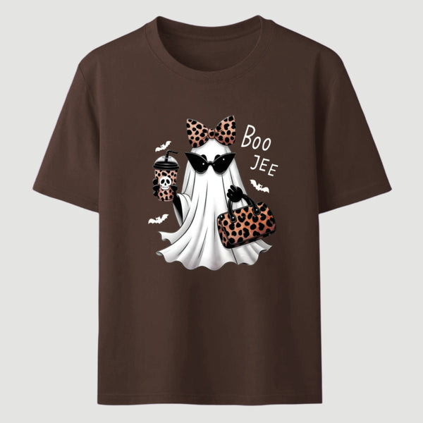 Boo-Jee Leopard Ghost Funny Fall Halloween T-Shirt