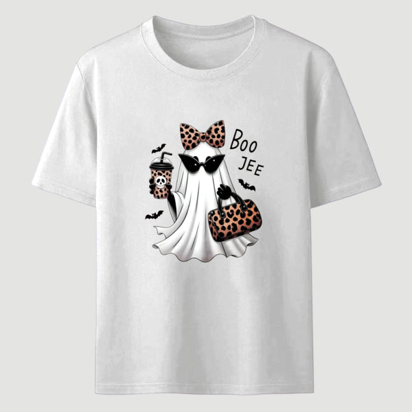 Boo-Jee Leopard Ghost Funny Fall Halloween T-Shirt