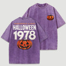 Halloween 1978 Haddonfield Vintage Michael Myers Pumpkin Horror Movie Washed T-Shirt