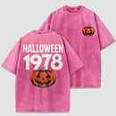 Halloween 1978 Haddonfield Vintage Michael Myers Pumpkin Horror Movie Washed T-Shirt