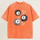 8 Ball Leopard and Stars Print Washed T-Shirt